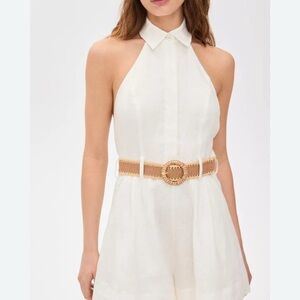 NWT House of Harlow 1960 Cream Jumpsuit with Textured Fabric